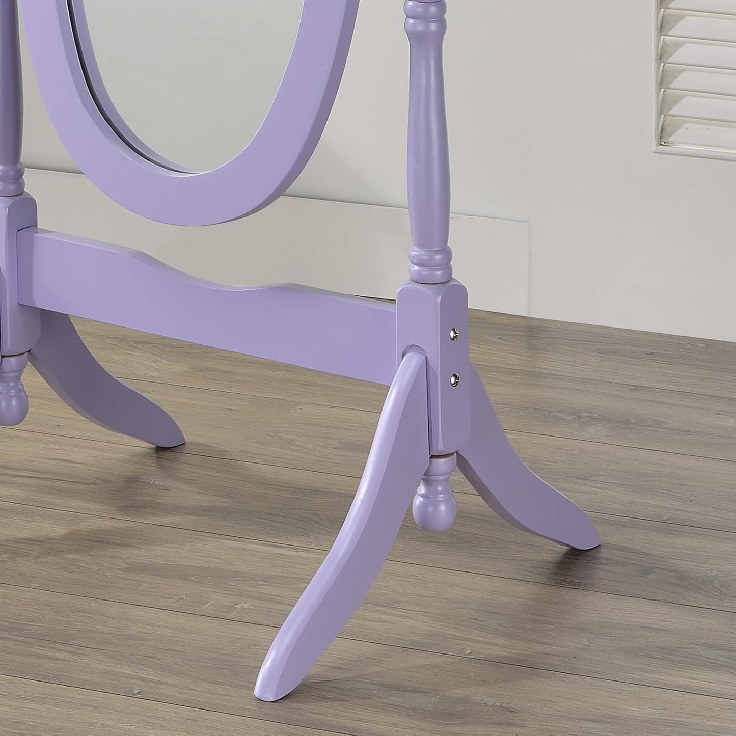 Roundhill Furniture Traditional Queen Anna Style Wood Floor Cheval Mirror, Cherry Finish
