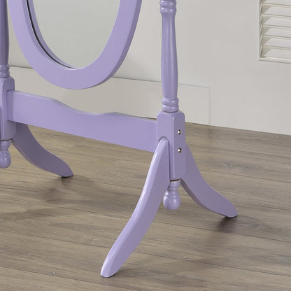 Roundhill Furniture Traditional Queen Anna Style Wood Floor Cheval Mirror, Cherry Finish