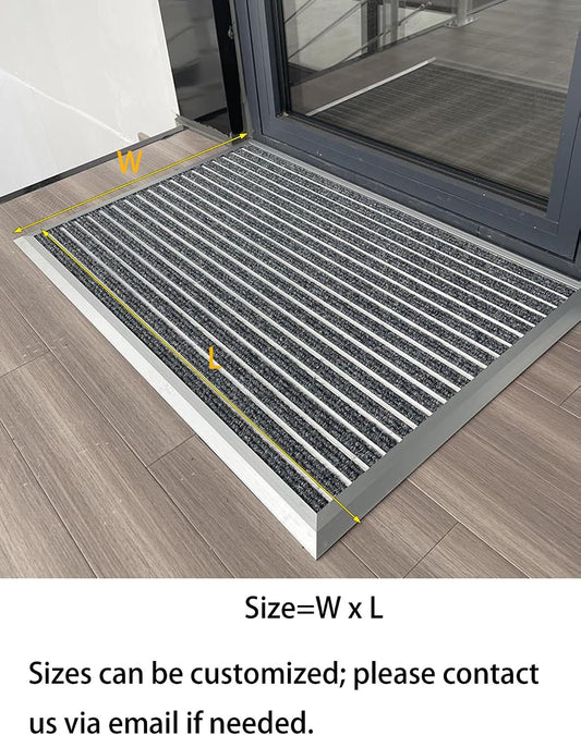 Outdoor Doormat Heavy-Duty, All-Weather Waterproof Scraper Mat with Aluminum Frame, Non-Slip for Garage, Porch, Front Door & Commercial Use(20.1x31.5in)