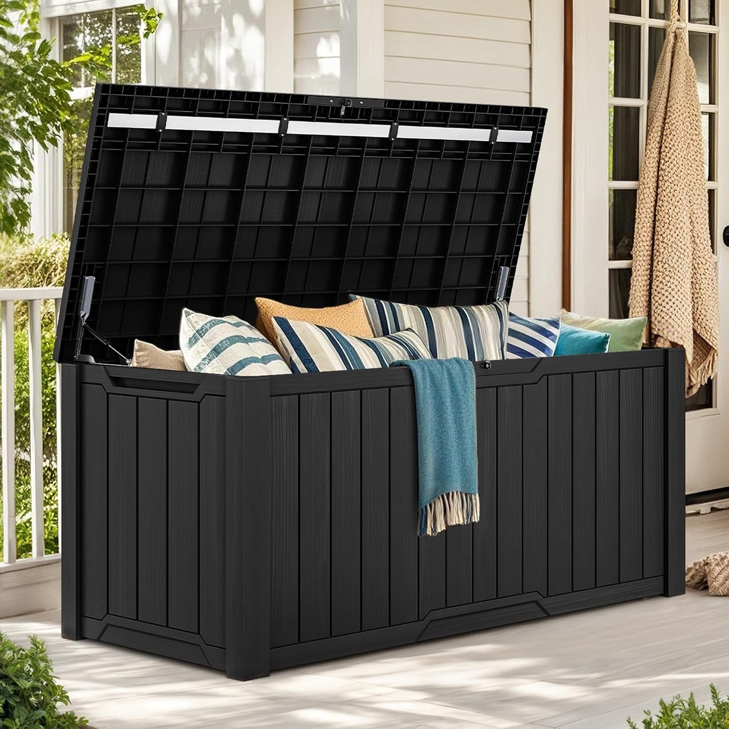 YITAHOME 31 Gallon Outdoor Storage Box | Resin Deck Box and Waterproof Package Delivery Box for Gardening Tools, Pool Supplies, Patio Furniture, Lockable, Taupe