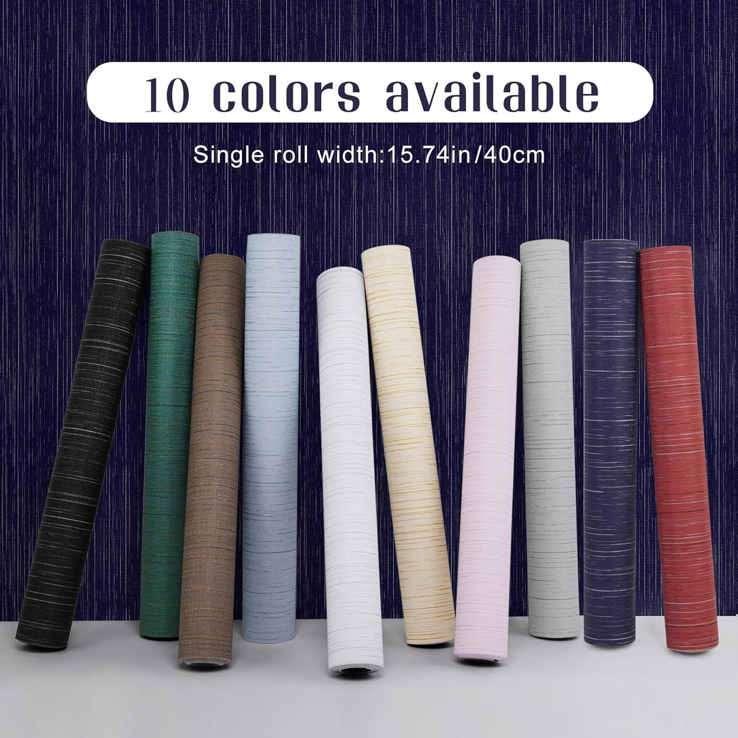 Light Blue Peel and Stick Grasscloth Texture Wallpaper 15.7"x120" Vintage Wallpaper Removable Waterproof