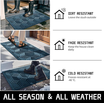 Yimobra Front Door Mat, All-Season Waterproof Outdoor Mat for Entrance with Drainage Holes, Heavy Duty Non-Slip Doormat for Garage Patio Entryway Indoor, 29.5x17, Red