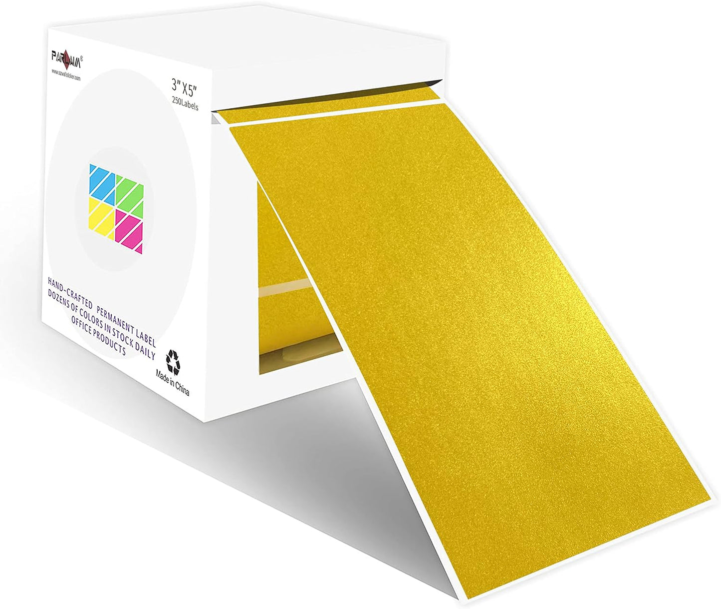 PARLAIM 3 X 5 Inch Rectangle Adhesive Color Coding Stickers,Square Inventory Stickers -250 Per Dispenser Box (Fluorescent Green)