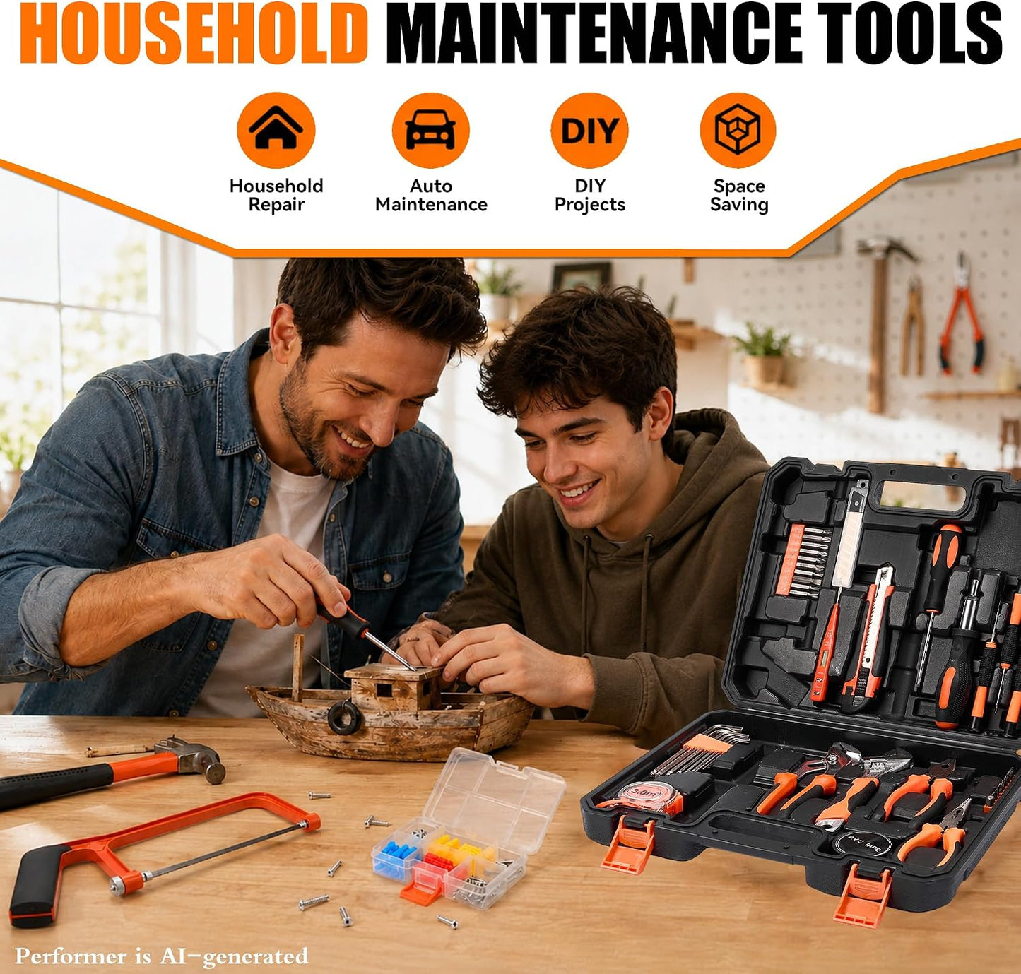 KOOPOOL 160-Piece Tool Kit for Home, Household Tool Set with Hammer, Wrench, Screwdrivers, Pliers and Storage Case for New Homeowners, Apartments, Dorms and DIY Projects