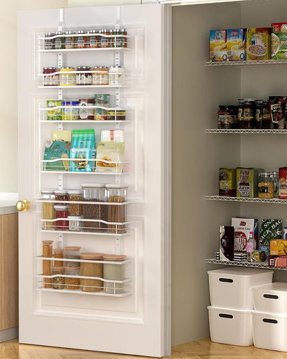 Moforoco White 9-Tier Over The Door Pantry Organizer, Pantry Organization And Storage, Metal Hanging Spice Rack Shelves Door, Home & Kitchen Essentials, Laundry Room Bathroom Organization
