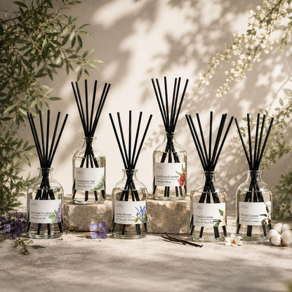 Reed Diffuser Set for Bathroom & Home, Long Lasting Essential Oil Aroma, Glass Bottle Home Fragrance with Sticks, Ideal Gift for Woman, 3.52oz (100ml) (Lavender Eucalyptus)