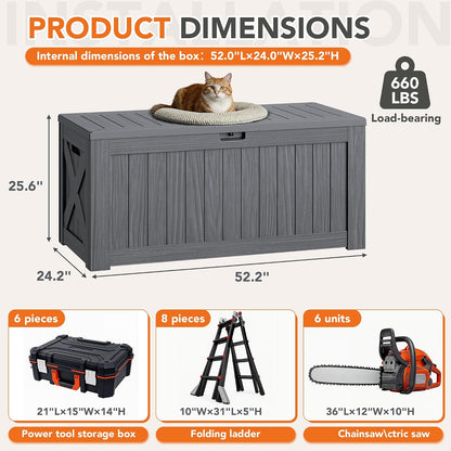 32 Gallon Deck Box Outdoor Indoor Waterproof Storage Box for Patio Furniture, Pool Accessories, Garden Tools, and Cushion Storage, Black