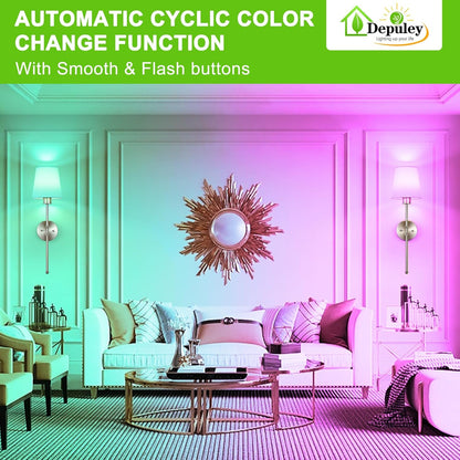 Depuley Battery Operated Wall Sconce: Set of 2 Wireless Wall Lights with 10000mAh Dimmable Bulbs and Remote for Bedroom - Rechargeable 15 Colors Gold Wall Lamp for Living Room Hallway