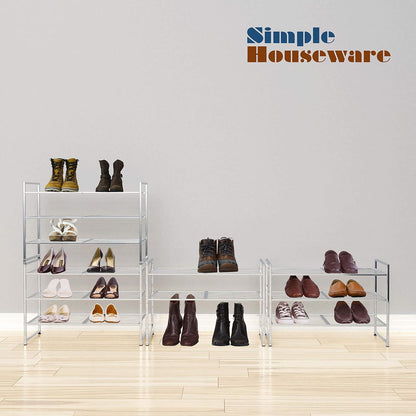 Simple Houseware 3-Tier Stackable Shoes Rack Storage Shelf, Black