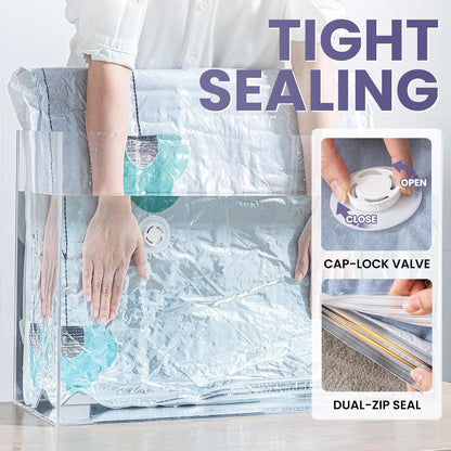 TAILI 8 Pack Jumbo Vacuum Storage Bags, 39x28 inch, LONG SIDE ZIP Vacuum Seal Bags for Clothing, Space Saver for Beddings, Comforters, Blankets, Pillows