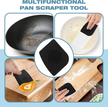 Cast Iron Scrubber | Dish Scrub Brush | 316 Cleaner Chainmail Scrubber for Cast Iron Pan Skillet Cleaner - Dish Scouring Pad Dishwasher Safe Cleaning Kit, Black 02