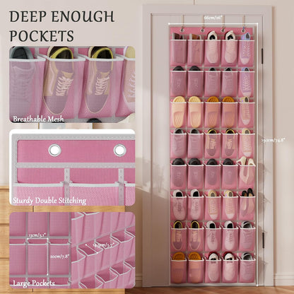 homyfort Over the Door Shoe Organizer, Hanging Shoe Rack Storage Holder with 24 Large Pockets for Closet Door, Men Women Kids Shoes, Cruise (Black)