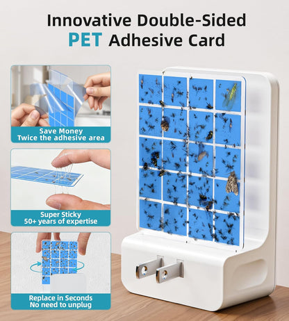 Advanced Double-Sided Indoor Fly Trap for Home, Plug-in Ultra 5-Way UV Light Bug Catcher, Fly & Gnat Killer for House Flies, Gnats, Mosquitoes, Moths, Fruit Fly Traps for Indoors, 1 Trap 4 Refills