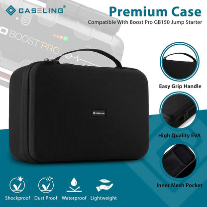 Caseling case 13.5" x 8.3" - Fits GB150 3000A Car Battery Jump Starter | Fits GB150 3000A, shockproof EVA shell, large mesh pocket for cables & charger. Case only, device not included