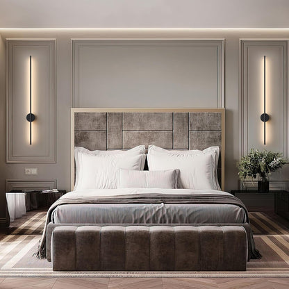 Battery Operated Modern Wall Sconces, Dimmable Wireless Wall Light Set of Two with Remote Control, 3 Color Temperatures, Rechargeable LED Wall Sconce for Bedroom, Living Room, Hallway, 23.6 Inch Brass
