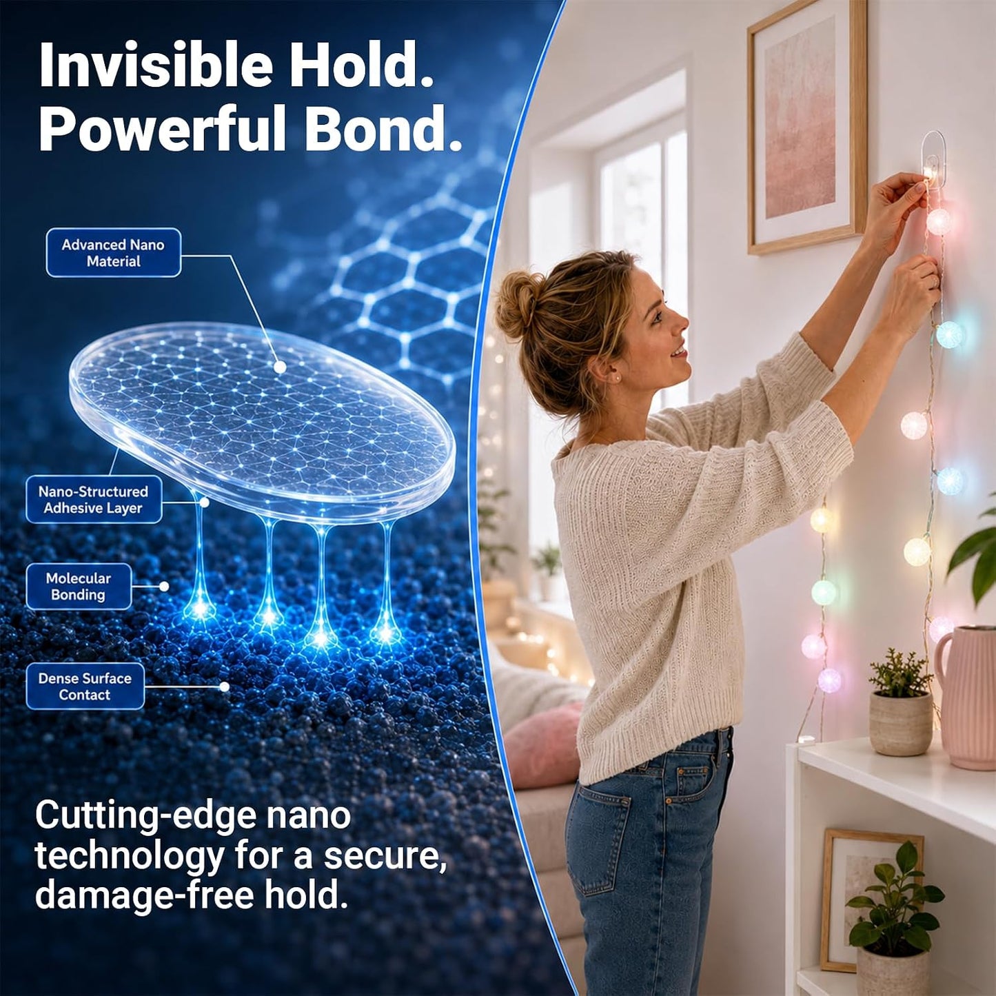 48PCS Nano Double Sided Adhesive Pads,Waterproof No Damage Removable Heavy Duty Mounting Tapes,Clear Residue-Free Strong Sticky Pads for Walls,Hanging Pictures, DIY Craft Home Office