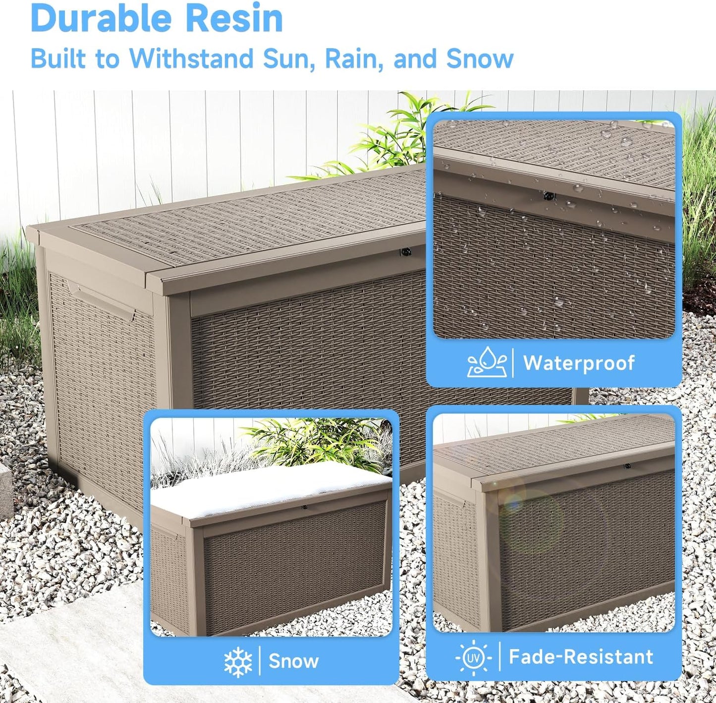 320 Gallon Outdoor Storage Box,Large Waterproof UV Resistant Deck Box,Lockable Storage Container for Patio Furniture Cushions Garden Tools and Pool Accessories(Black)