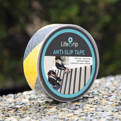 Lifegrip Anti Slip Tape, 4 Inch x 15 Foot Non-Slip Traction Grip Tape for Stairs, Waterproof Stair Treads Grip Non Slip, Non Skid Tape for Steps, Outdoor Black Grip Tape (4" X 15')
