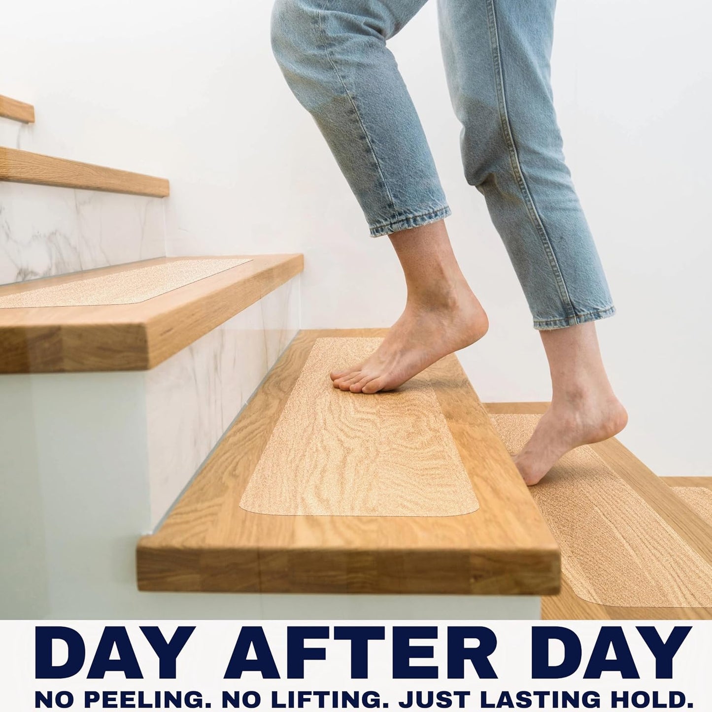 Clear Non Slip Stair Treads for Wooden Steps Indoor 30"x6" – 15-Pack Peel Stick Stair Treads – Self Adhesive Transparent Step Covers – Stair Grip Tape for Dogs, Kids – by STEPCORE