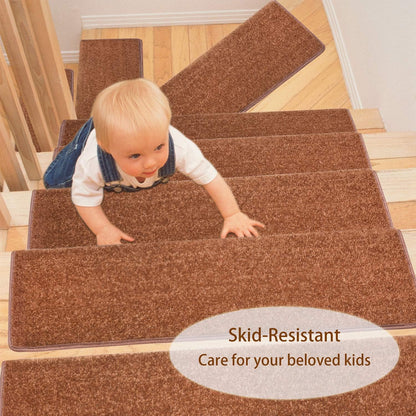 PURE ERA Carpet Stair Treads Tape Free Non Slip Indoor Stair Carpet Stair Protectors Pet-Friendly Non-Slip Skid Resistant Washable Reusable 8" x 30"(2 Pieces,Black)
