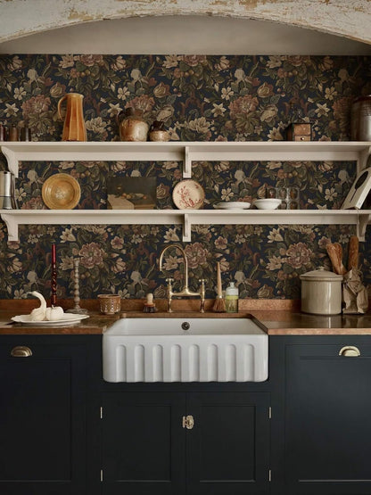 Dimoon 17.3''x78.7'' Peel and Stick Wallpaper Floral Cute Contact Paper Vintage Village Country Cottage Wallpaper Farmhouse Yellow Beige Renter Friendly Geometry Waterproof Embossed Kitchen Bedroom