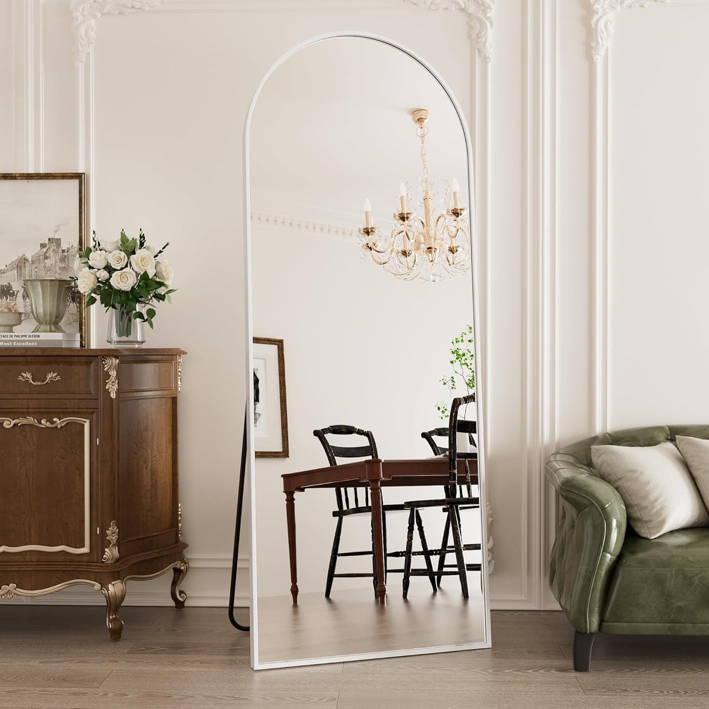 Prywot Arched Full Length Mirror, 70"x26" Free Standing Floor Mirror, Modern Full Body Mirrors with Stand, Wall Mirrors with Aluminum Alloy Frame for Bedroom,Living Room, Gold