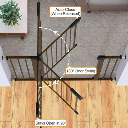 Cumbor 30-46" Baby Gate for Stairs, Mom's Choice Awards Winner-Auto Close Dog Gate for The House, Gifts for Mom, Easy Install Pressure Mounted Pet Gates for Doorways, Black