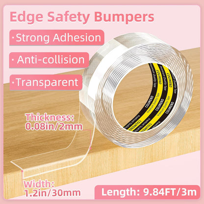Clear Edge Protector & Corner Protectors, 0.8in（W x 6.6FT(L), Baby Proof Corner Guards for Sharp Edges, Safety Bumper Strip for Furniture, Drawers, Tables & Cabinets