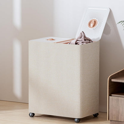 LAMU Hamper With Lid, Clothes Hamper, Laundry Basket with Lid with Removable Liner Bags, Dirty Clothes Basket with Wheels, Stylish Dirty Laundry Organizer for Home, 150L