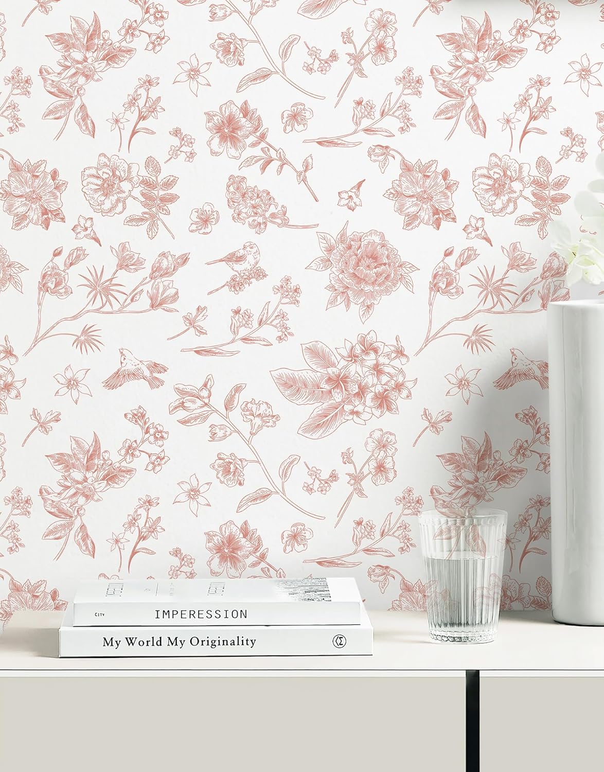 Safiyya Peel and Stick Wallpaper Floral Green and White Leaf Contact Paper for Cabinets 17.3"x 78.7" Self Adhesive Removable Wallpaper for Bathroom Renter Friendly Wall Paper Vinyl Roll