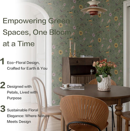 Dimoon 17.3" X 78.7" Peel and Stick Wallpaper Floral Contact Paper Boho Beige White Renter Friendly Natural Wall Paper Waterproof Removable Self Adhesive Wallpaper for Bedroom Livingroom Vinyl Roll