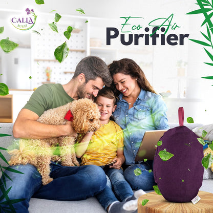 4 Pack Bamboo Charcoal Air Purifier Bags 200 Grams Each - Odor Absorber for Home, Car, Pets, Activated Charcoal Natural Freshener, Eco-Friendly & Reusable (Oval Shape)