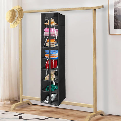 Libeder Hanging Closet Organizer, 8-Shelf Wardrobe Clothes Storage Organizer with Zipper,Hanging Shelves for Sweater,Shoes,Purse,Hats,White
