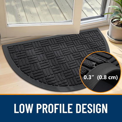 OLANLY Front Door Mat Outside Entrance 29.5x17, Absorbent, Heavy Duty Sturdy Natural Rubber Doormat Indoor Outdoor, Stain and Fade Resistant, Non-Slip Backing Low Profile Floor Mat for Entryway, Grey