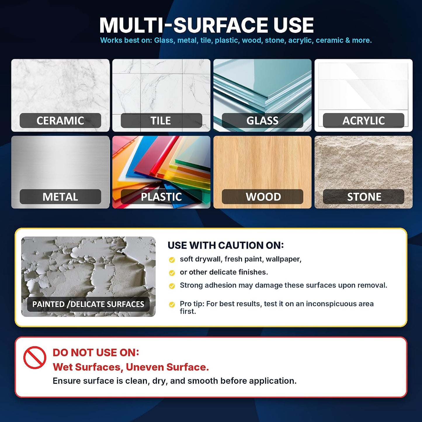 Nano Double Sided Tape, Removable Reusable Mounting Tape | Heavy Duty Hold | Removable No Residue | Washable & Reusable | Waterproof Clear Tape