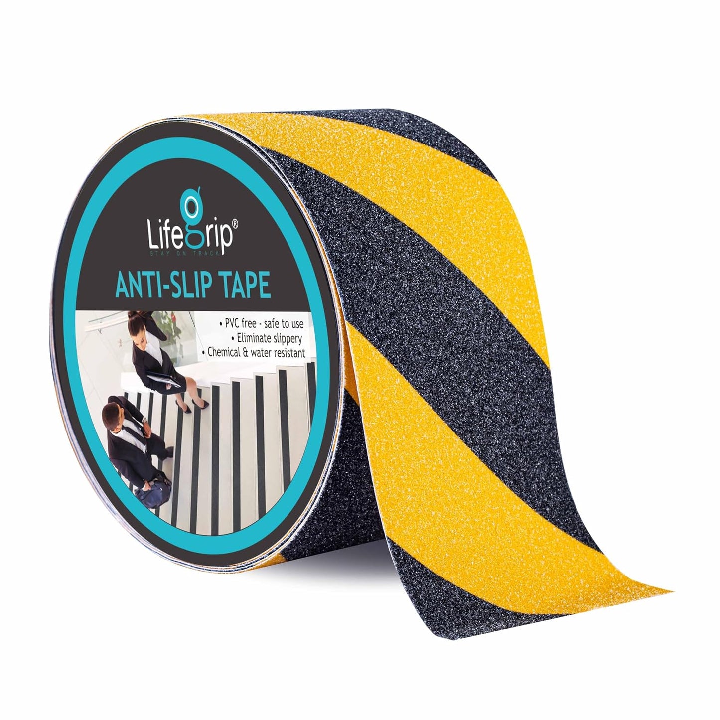 Lifegrip Anti Slip Tape, 4 Inch x 15 Foot Non-Slip Traction Grip Tape for Stairs, Waterproof Stair Treads Grip Non Slip, Non Skid Tape for Steps, Outdoor Black Grip Tape (4" X 15')