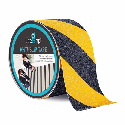 Lifegrip Anti Slip Tape, 4 Inch x 15 Foot Non-Slip Traction Grip Tape for Stairs, Waterproof Stair Treads Grip Non Slip, Non Skid Tape for Steps, Outdoor Black Grip Tape (4" X 15')