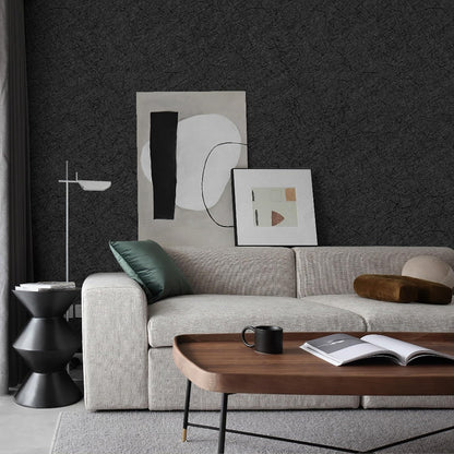 15.7" X 118" Black Silk Wallpaper Embossed Self Adhesive Peel and Stick Wallpaper Contact Paper Removable Waterproof Kitchen Vinyl Wrap Cabinet Furniture Textured Renter Friendly Wall Gift Paper