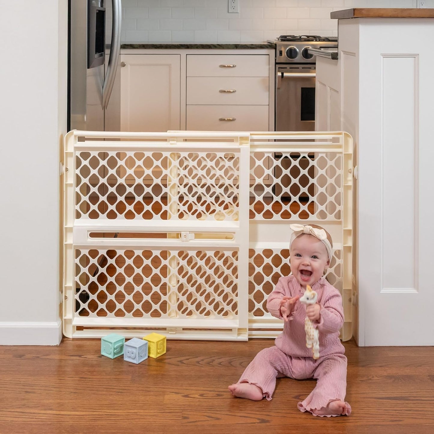 Toddleroo by North States - Supergate Ergo Baby Gate: Plastic Baby Gate for Stairs & Doorways - Adjustable Indoor Safety Gate - Made in USA - 26 to 42 Inches Wide - 26 Inches Tall - Sand