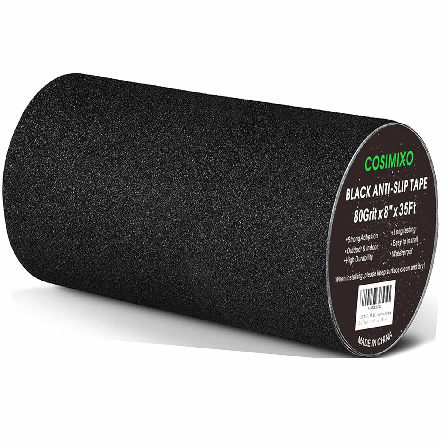COSIMIXO 4" x 35Ft Heavy Duty Anti Slip Tape,Best 80grit Friction,Grip,Abrasive for Stairs Outdoor/Indoor Waterproof Grip Tape Safety Non Skid Tread Staircases Anti-Slip Traction Tape Black