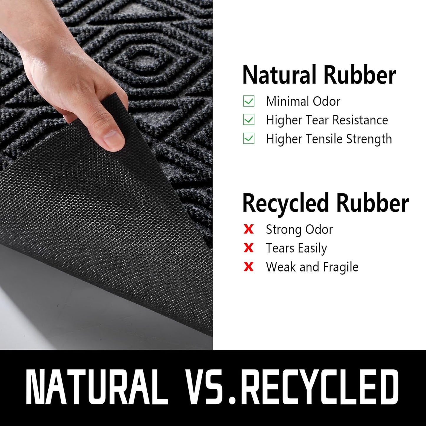 Yimobra Front Door Mat Outside Entrance 29.5x17, Waterproof Heavy Duty Outdoor Mats for Front Door, Non Slip Rubber Entry Mat for Garage Patio Indoor, Grey