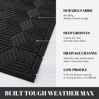 Yimobra Front Door Mat, All-Season Waterproof Outdoor Mat for Entrance with Drainage Holes, Heavy Duty Non-Slip Doormat for Garage Patio Entryway Indoor, 29.5x17, Red