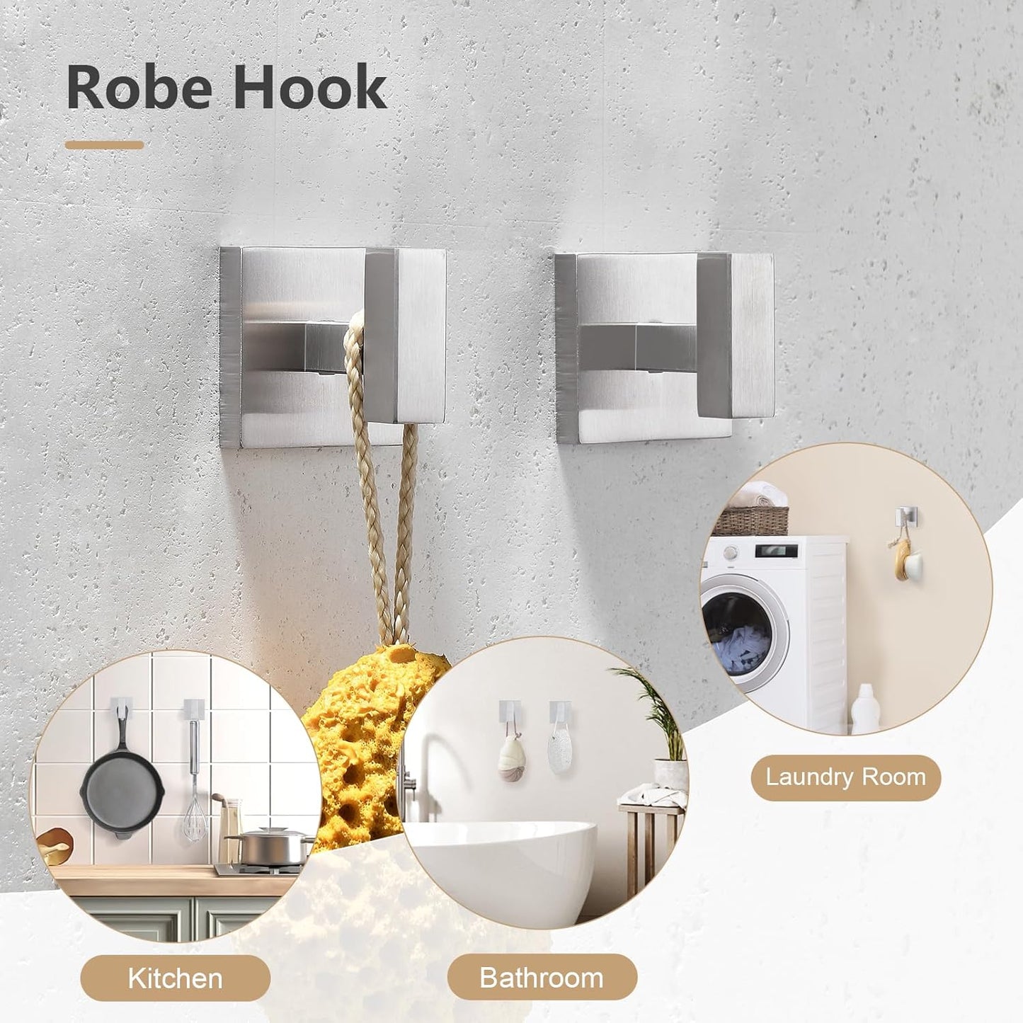 TQKAG Brushed Gold Bathroom Hardware Accessories Set 10 Pieces, 23.6" SUS304 Stainless Steel Towel Bar Set Wall Mounted Includes Single Towel Bar, Towel Ring, Toilet Paper Holder, Double Towel Hooks