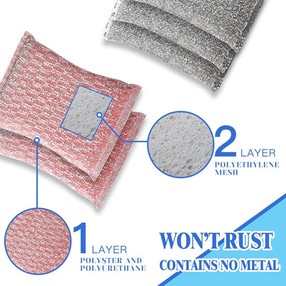 6Pcs Steel Wool Scrubbers - Flexible Scrubber Pads for Cleaning Dishes, Pots, Pans, Grills and Sinks
