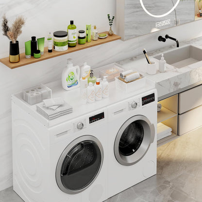 efluky Washer Dryer Countertop, Wood Countertop with Edge Rails for Laundry Room Organization and Storage, Washer Dryer Topper for Laundry Room, 27.5" x 54" Black