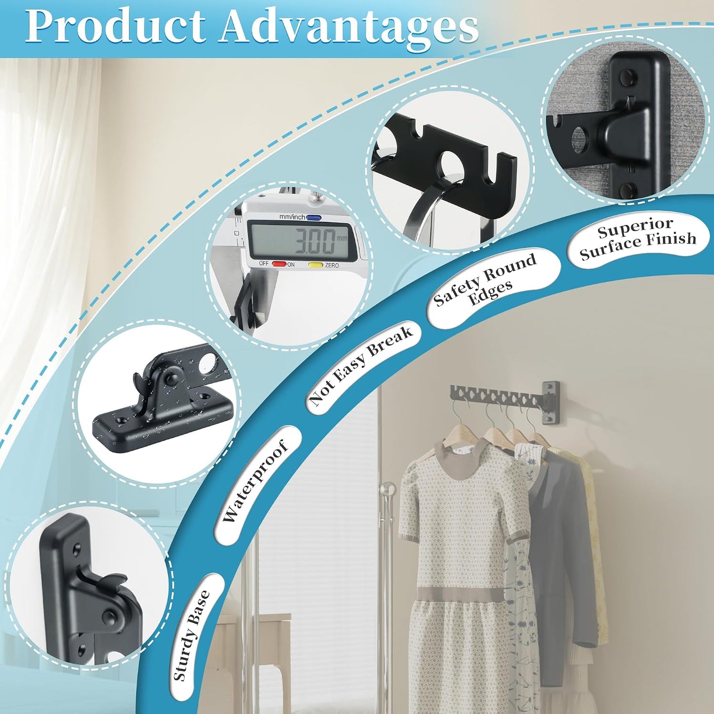 Alise Clothes Drying Racks Wall Mounted Coat Hangers,Black,2 Pcs | Foldable Hangers Clothes Hook Closet Storage Organizer,Swivel Space Saving Clothes Hanger Rack for Bedroom Bathroom Laundry