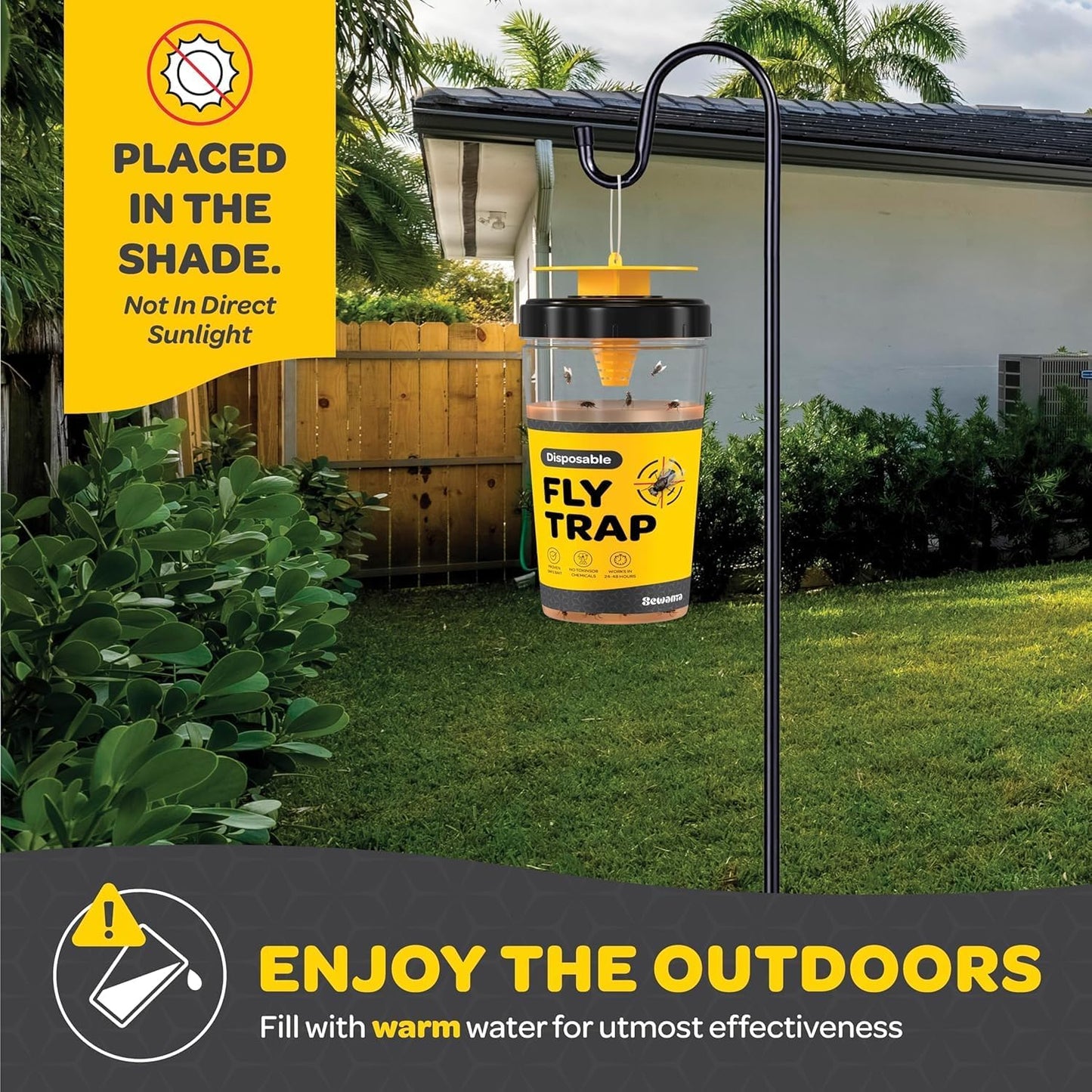Outdoor Fly Trap [Set of 2] Fly Traps with Dissolvable Non-Toxic Bait - Fly Repellent for Outdoor Use Only - Controls Flies for Patios, Barns, Ranches Etc. Hanging Fly Traps with Tie Included