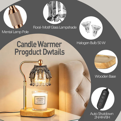 Candle Warmer Lamp with Timer Dimmer - Birthday Gift for Women Mom, Electric Wax Melter Warmer Adjustable Height for Jar Candles Housing Warming Home Decor