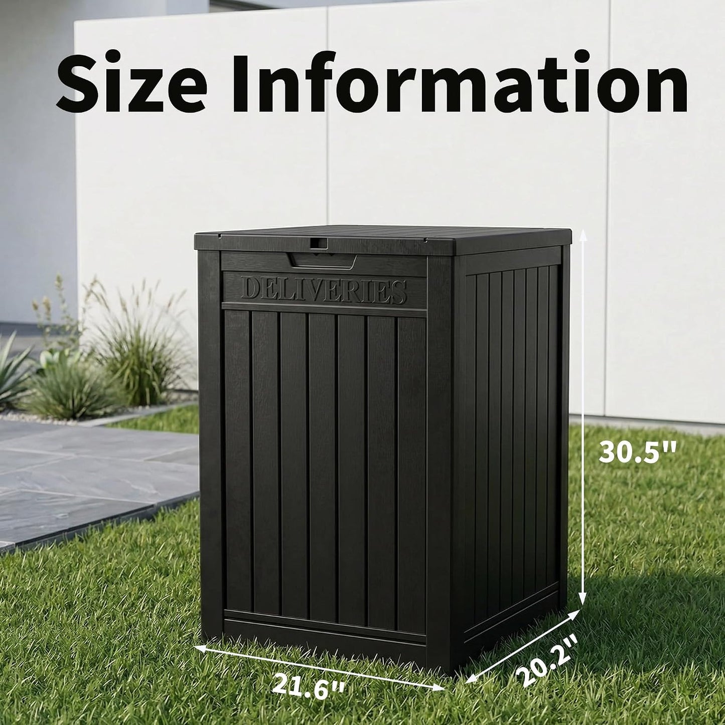 Package Delivery Box, Lockable Resin Outdoor Package, Waterproof Deck Box for Porches, Patios, Indoor & Outdoor Use (70 Gallon, Grey)