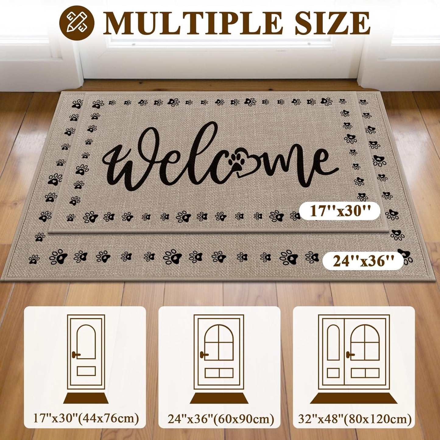 Vaukki Indoor Door Mat 17"x30", Ultra Thin Doormat Indoor Entrance, Non Slip Rubber Backed Inside Welcome Mat for Front Door, Low-Profile Washable Dirt Trapper Entry Floor Mat for Entryway, Sweet Home